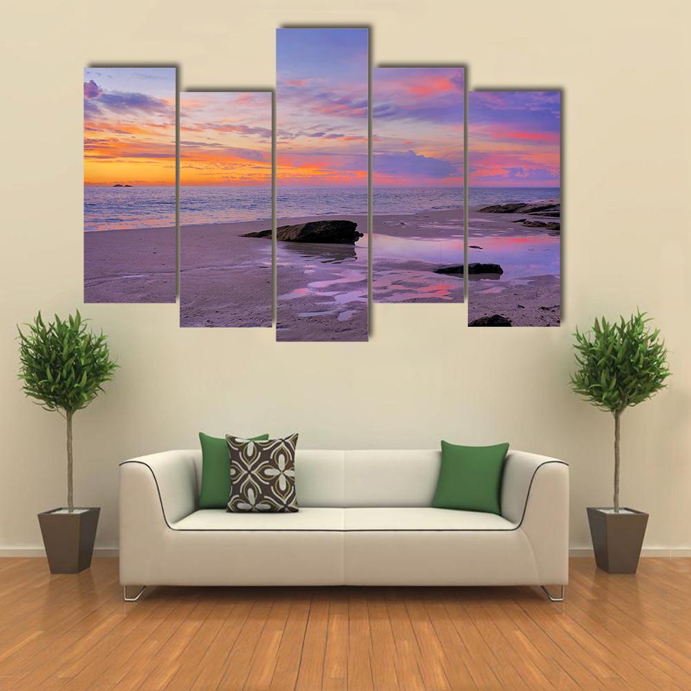 Beach In Perth Canvas Wall Art-5 Pop-Gallery Wrap-47&quot; x 32&quot;-Tiaracle