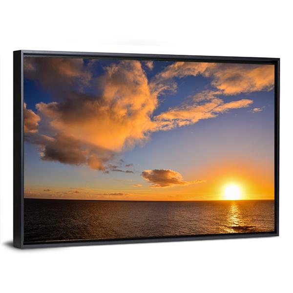 Sunset Near The Ocean Canvas Wall Art-3 Horizontal-Gallery Wrap-25" x 16"-Tiaracle