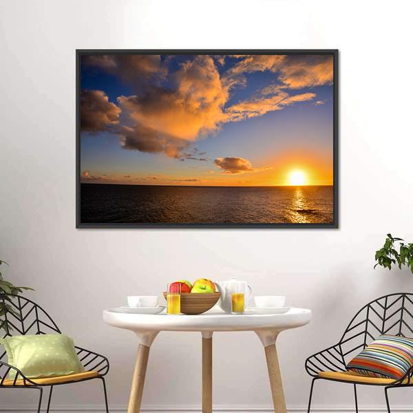 Sunset Near The Ocean Canvas Wall Art-3 Horizontal-Gallery Wrap-25" x 16"-Tiaracle