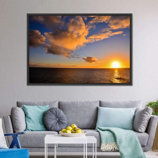 Sunset Near The Ocean Canvas Wall Art-3 Horizontal-Gallery Wrap-25" x 16"-Tiaracle