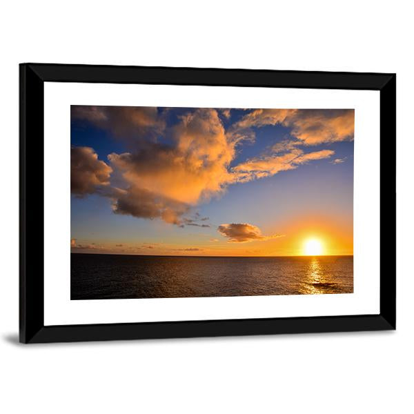 Sunset Near The Ocean Canvas Wall Art-3 Horizontal-Gallery Wrap-25" x 16"-Tiaracle