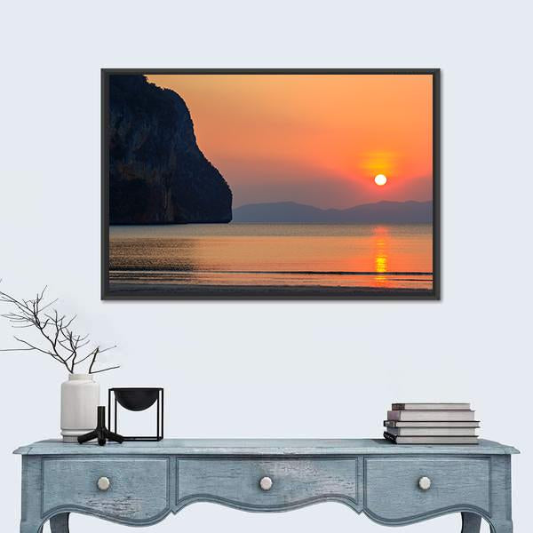 Sunset Of Pak Meng Beach Canvas Wall Art-1 Piece-Floating Frame-24" x 16"-Tiaracle
