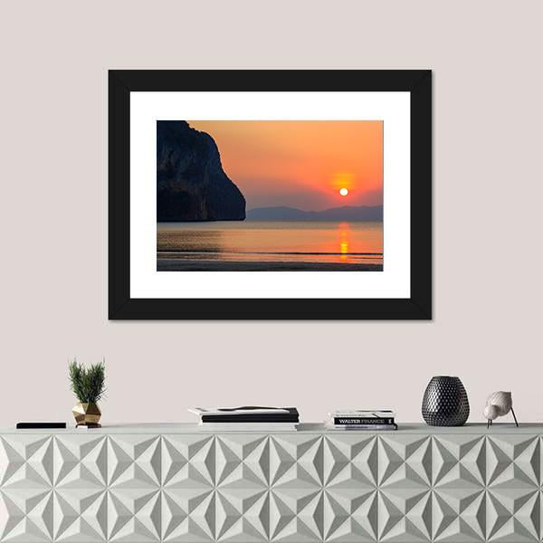 Sunset Of Pak Meng Beach Canvas Wall Art-1 Piece-Framed Print-20" x 16"-Tiaracle