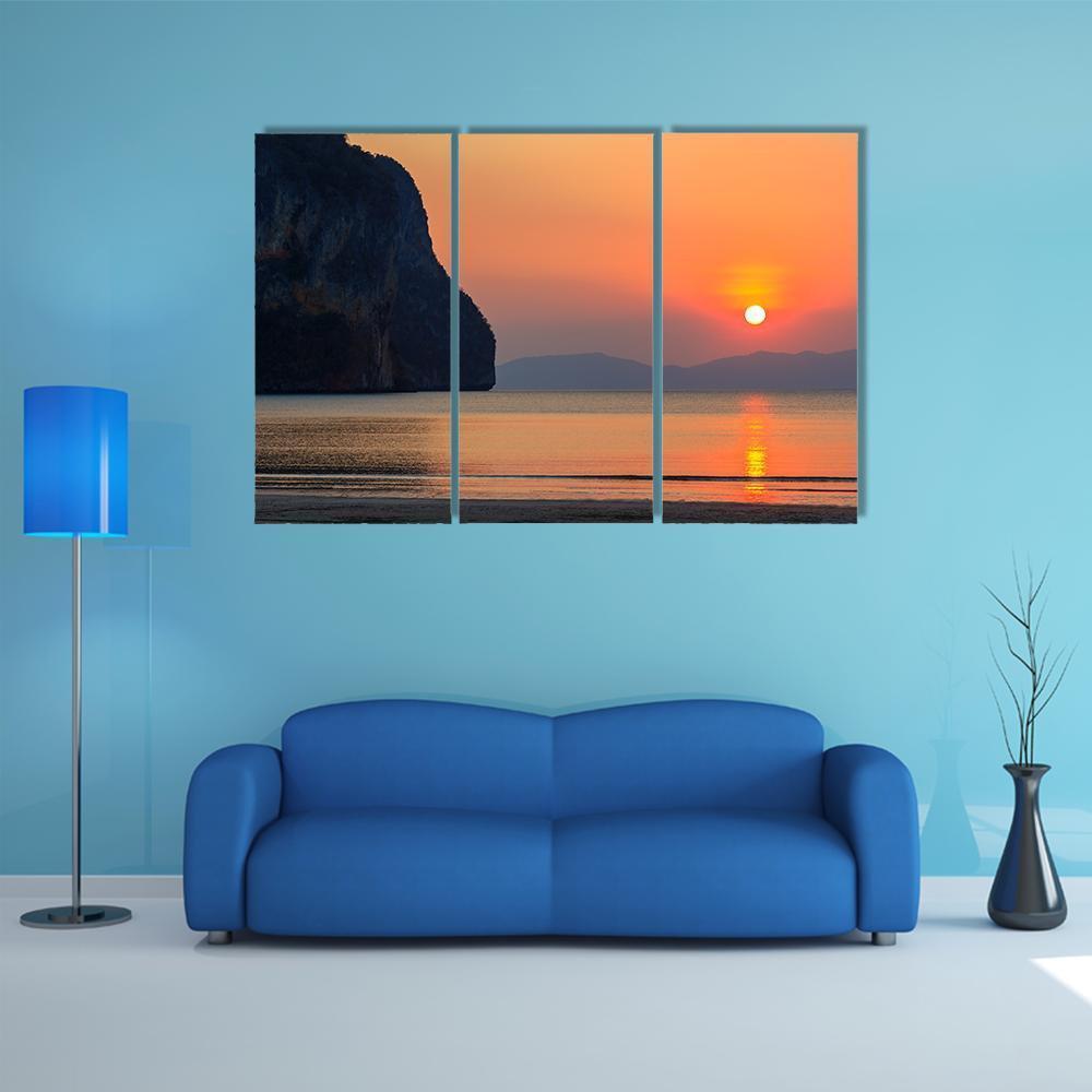 Sunset Of Pak Meng Beach Canvas Wall Art-3 Horizontal-Gallery Wrap-37" x 24"-Tiaracle