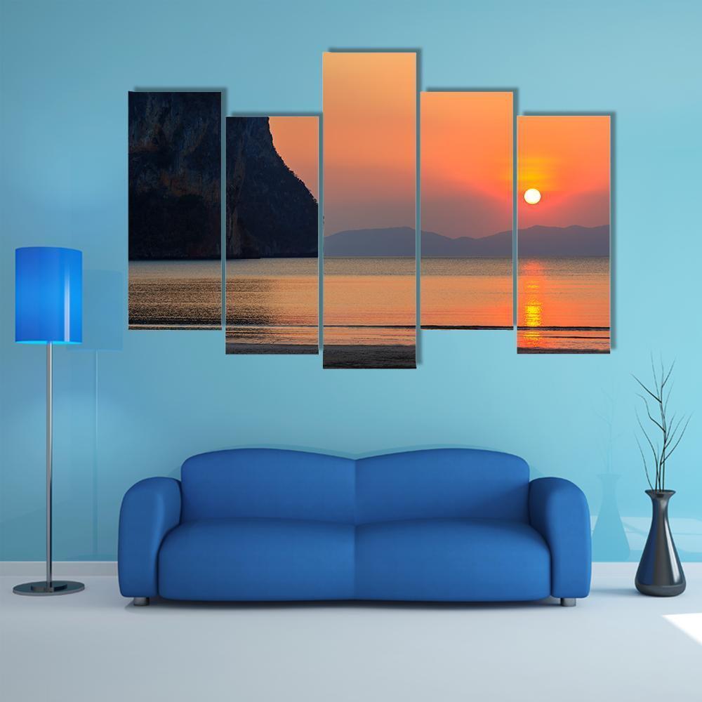 Sunset Of Pak Meng Beach Canvas Wall Art-5 Pop-Gallery Wrap-47" x 32"-Tiaracle