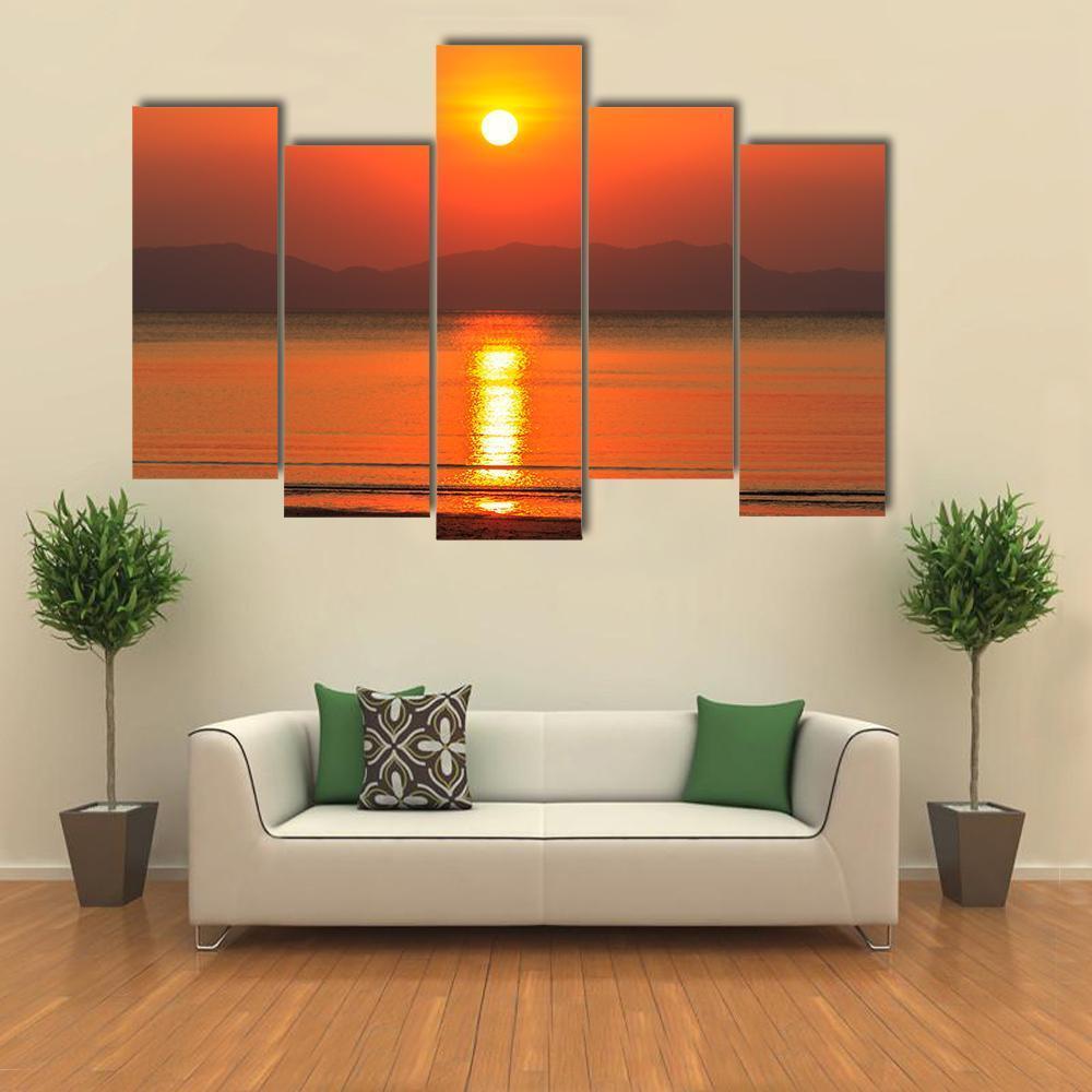 Sunset Of Pak Meng Beach Canvas Wall Art-5 Pop-Gallery Wrap-47" x 32"-Tiaracle
