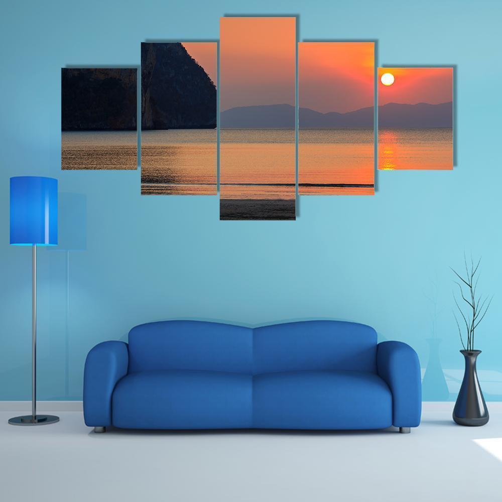 Sunset Of Pak Meng Beach Canvas Wall Art-5 Star-Gallery Wrap-62" x 32"-Tiaracle