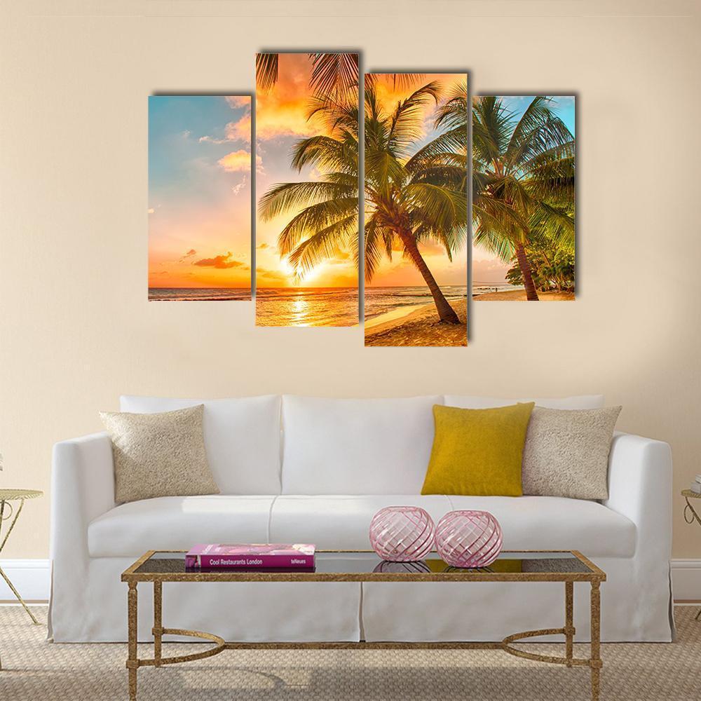 Caribbean Island Of Barbados Canvas Wall Art-4 Pop-Gallery Wrap-50&quot; x 32&quot;-Tiaracle