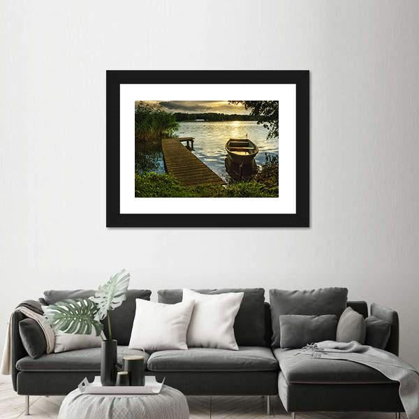 Sunset On A Lake Canvas Wall Art-3 Horizontal-Gallery Wrap-25" x 16"-Tiaracle