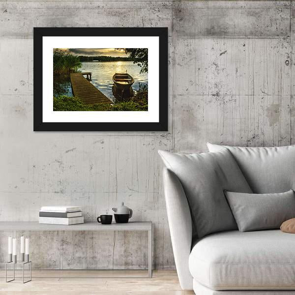 Sunset On A Lake Canvas Wall Art-3 Horizontal-Gallery Wrap-25" x 16"-Tiaracle