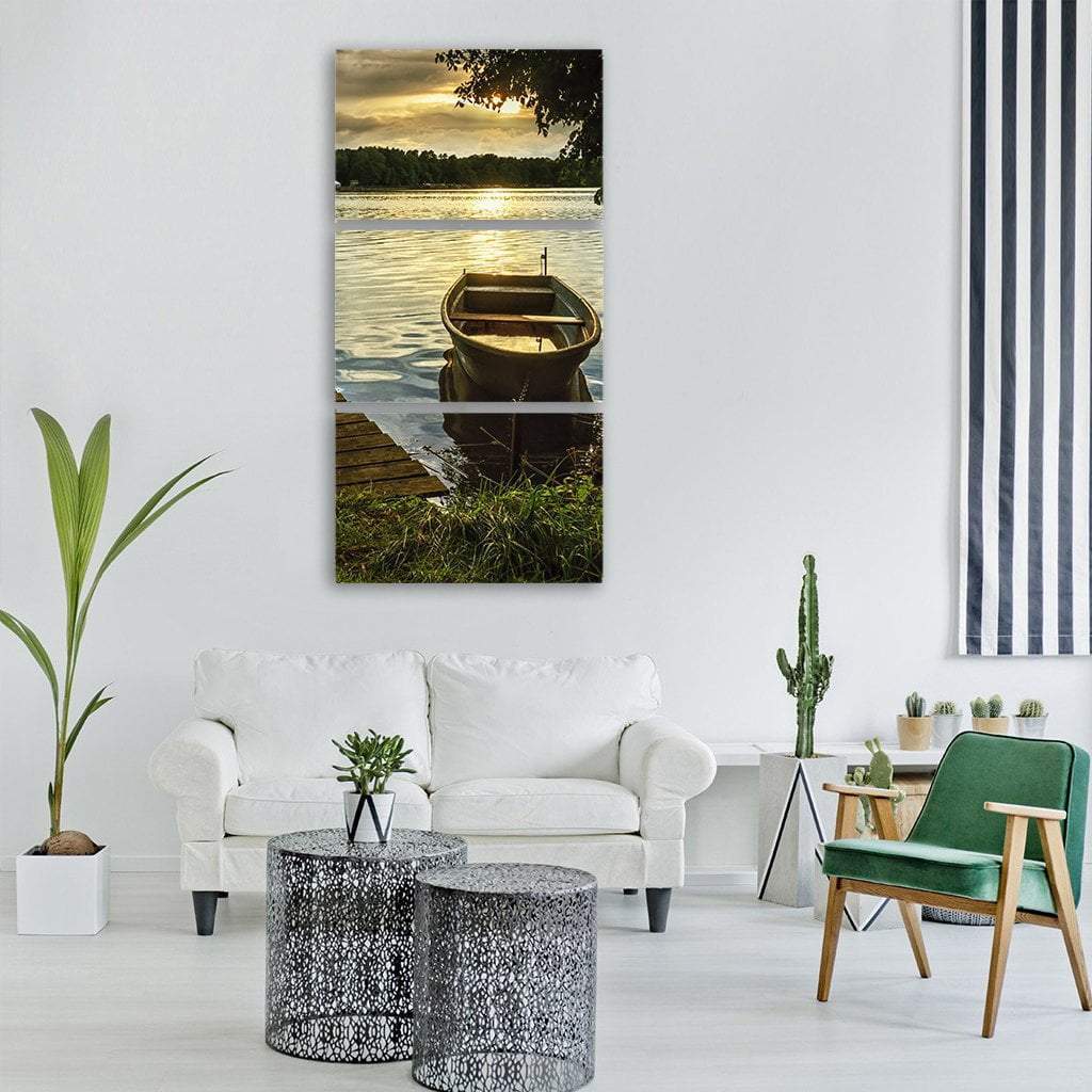 Sunset On A Lake Vertical Canvas Wall Art-1 Vertical-Gallery Wrap-12" x 24"-Tiaracle