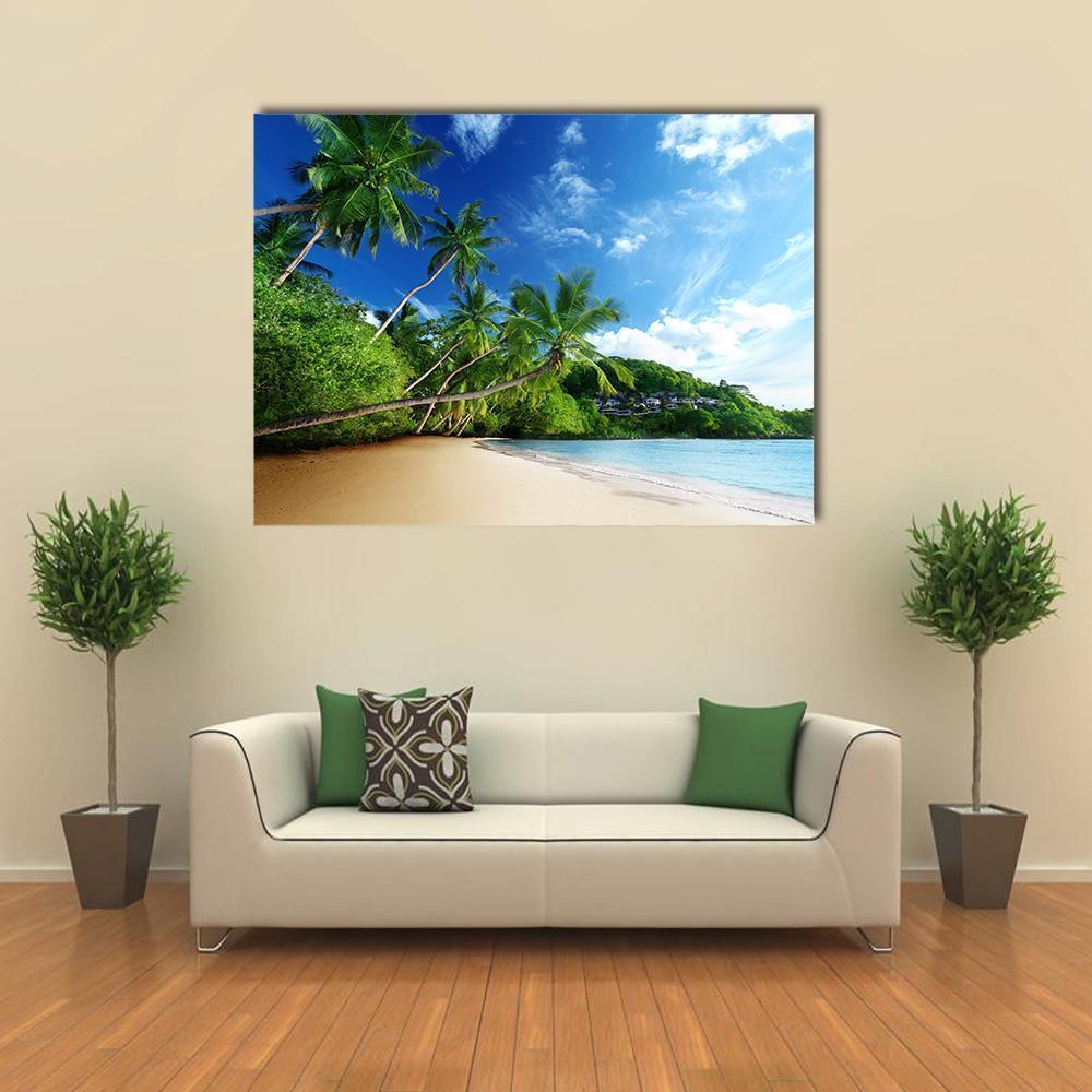 Sunset On Beach Anse Takamaka Canvas Wall Art-1 Piece-Gallery Wrap-36" x 24"-Tiaracle