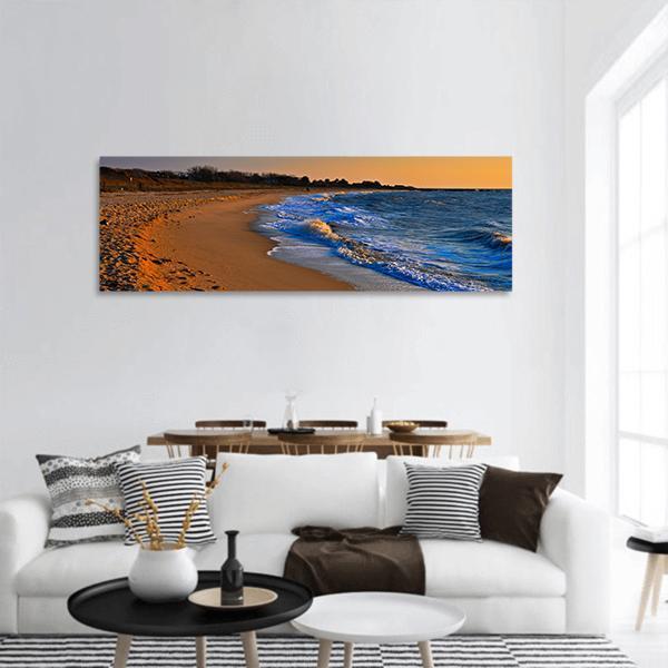 Sunset On Beach New Jersey Panoramic Canvas Wall Art-1 Piece-36" x 12"-Tiaracle