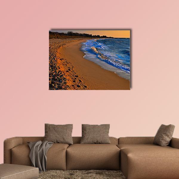 Sunset On Beach New Jersey Canvas Wall Art-1 Piece-Gallery Wrap-48" x 32"-Tiaracle