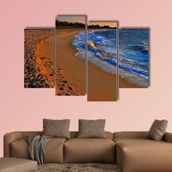 Sunset On Beach New Jersey Canvas Wall Art-4 Pop-Gallery Wrap-50" x 32"-Tiaracle