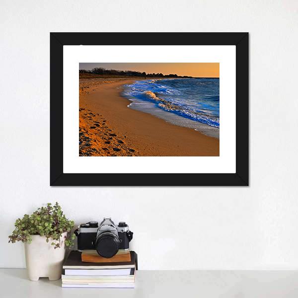 Sunset On Beach New Jersey Canvas Wall Art-3 Horizontal-Gallery Wrap-25" x 16"-Tiaracle