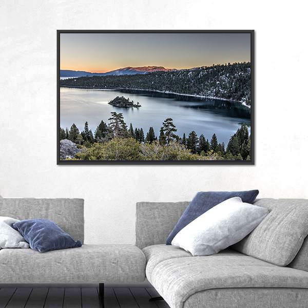 Sunset On Emerald Bay Panoramic Canvas Wall Art-1 Piece-36" x 12"-Tiaracle