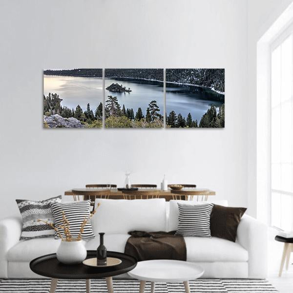 Sunset On Emerald Bay Panoramic Canvas Wall Art-1 Piece-36" x 12"-Tiaracle