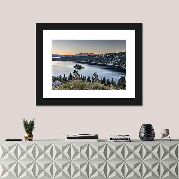 Sunset On Emerald Bay Panoramic Canvas Wall Art-1 Piece-36" x 12"-Tiaracle