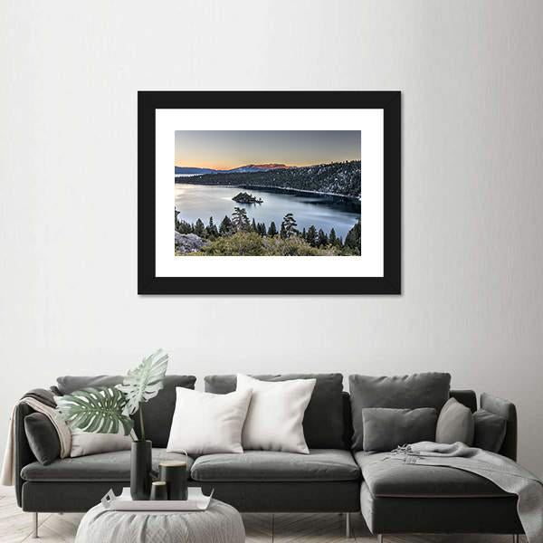 Sunset On Emerald Bay Panoramic Canvas Wall Art-1 Piece-36" x 12"-Tiaracle