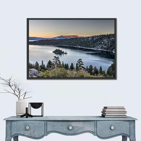 Sunset On Emerald Bay Panoramic Canvas Wall Art-1 Piece-36" x 12"-Tiaracle