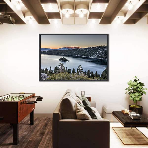Sunset On Emerald Bay Panoramic Canvas Wall Art-1 Piece-36" x 12"-Tiaracle