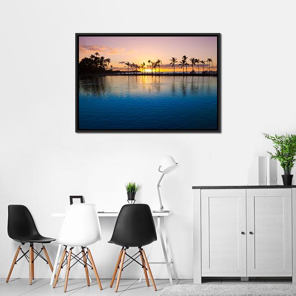 Sunset On Hawaii Beach Canvas Wall Art-3 Horizontal-Gallery Wrap-25" x 16"-Tiaracle