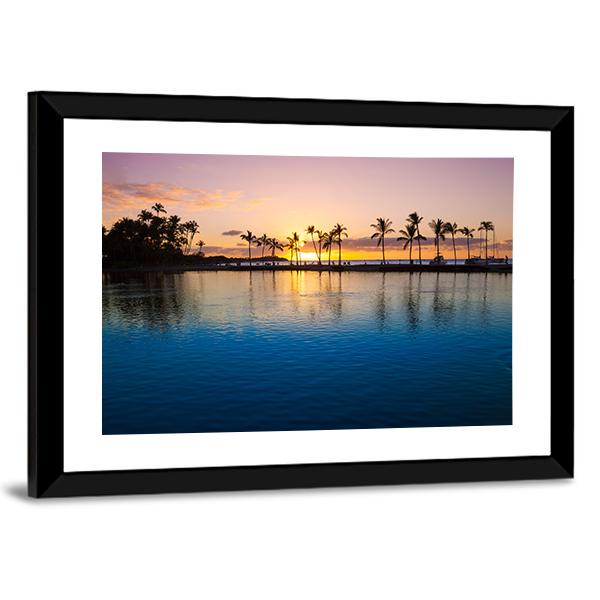 Sunset On Hawaii Beach Canvas Wall Art-3 Horizontal-Gallery Wrap-25" x 16"-Tiaracle