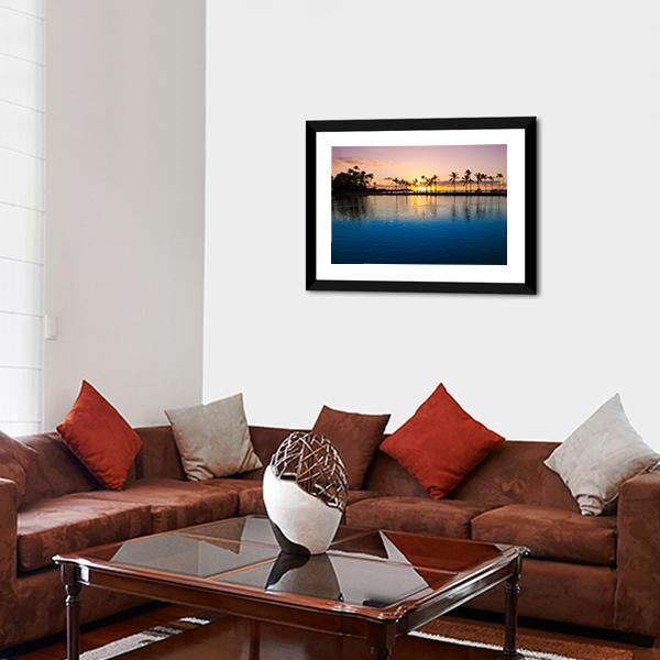 Sunset On Hawaii Beach Canvas Wall Art-3 Horizontal-Gallery Wrap-25" x 16"-Tiaracle