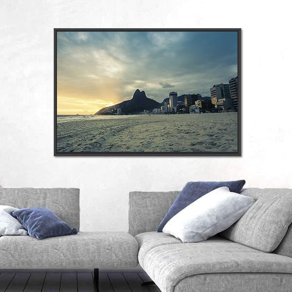 Sunset On Ipanema Beach In Rio de Janeiro Brazil Canvas Wall Art-3 Horizontal-Gallery Wrap-25" x 16"-Tiaracle