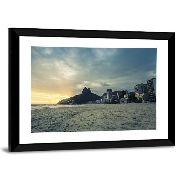 Sunset On Ipanema Beach In Rio de Janeiro Brazil Canvas Wall Art-3 Horizontal-Gallery Wrap-25" x 16"-Tiaracle