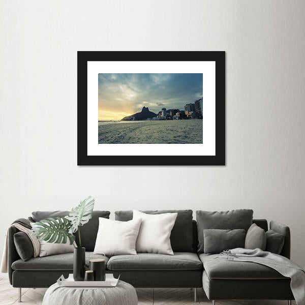 Sunset On Ipanema Beach In Rio de Janeiro Brazil Canvas Wall Art-3 Horizontal-Gallery Wrap-25" x 16"-Tiaracle