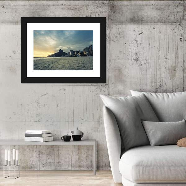 Sunset On Ipanema Beach In Rio de Janeiro Brazil Canvas Wall Art-3 Horizontal-Gallery Wrap-25" x 16"-Tiaracle