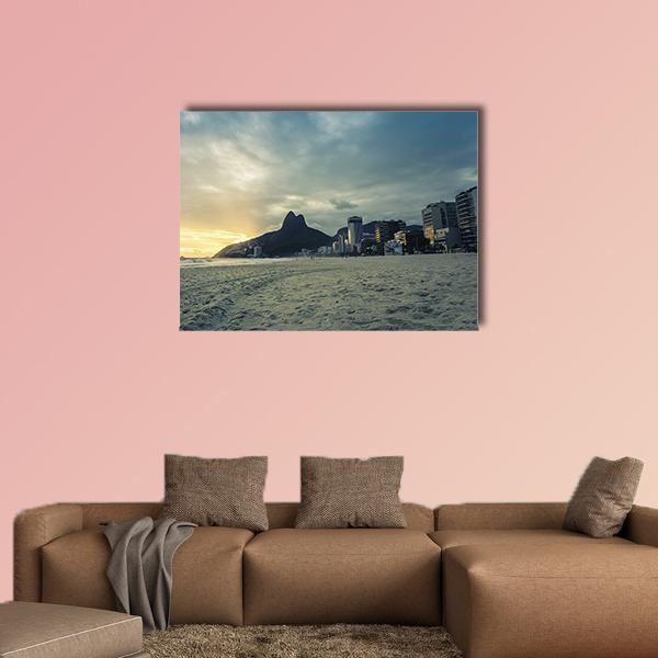 Sunset On Ipanema Beach In Rio de Janeiro Brazil Canvas Wall Art-1 Piece-Gallery Wrap-48" x 32"-Tiaracle