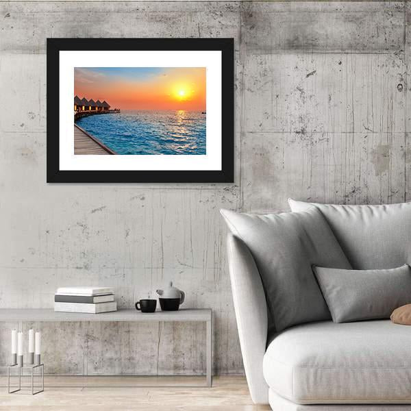 Sunset On Island In Ocean Canvas Wall Art-3 Horizontal-Gallery Wrap-25" x 16"-Tiaracle