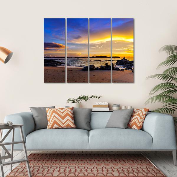 Sunset On Khao Lak Beach In Thailand Canvas Wall Art-4 Horizontal-Gallery Wrap-34" x 24"-Tiaracle