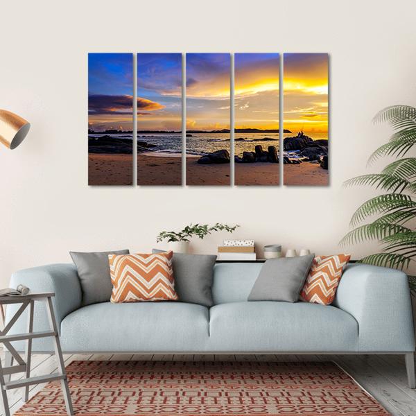 Sunset On Khao Lak Beach In Thailand Canvas Wall Art-5 Horizontal-Gallery Wrap-22" x 12"-Tiaracle