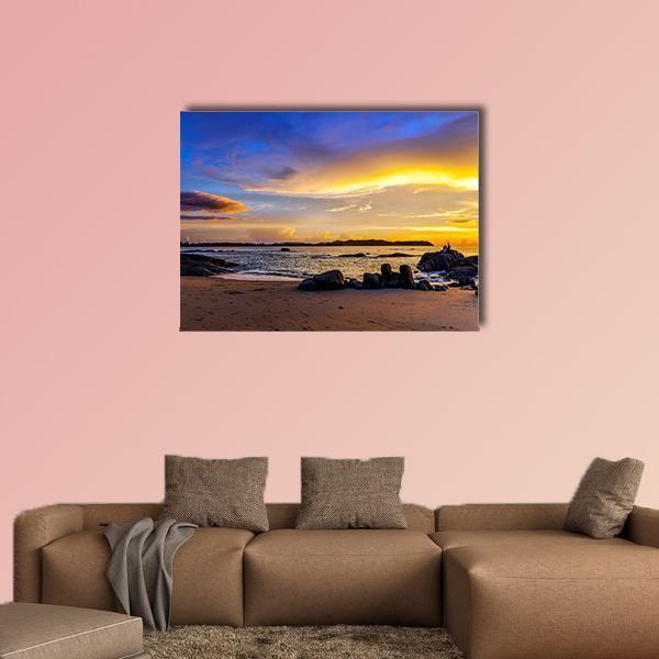 Sunset On Khao Lak Beach In Thailand Canvas Wall Art-1 Piece-Gallery Wrap-48" x 32"-Tiaracle