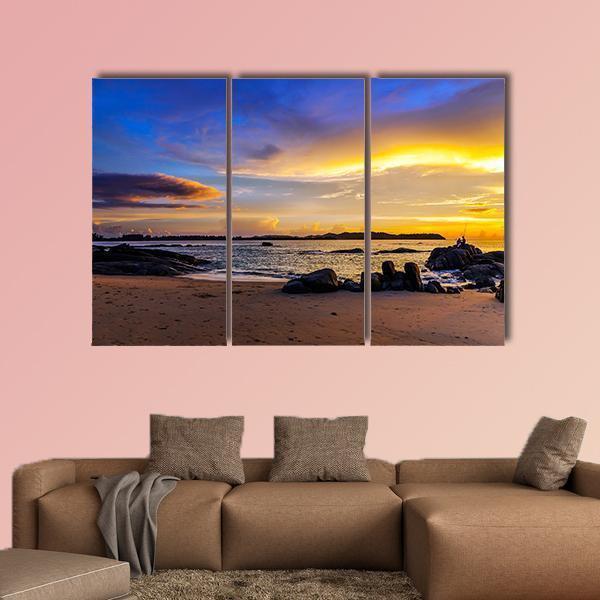 Sunset On Khao Lak Beach In Thailand Canvas Wall Art-3 Horizontal-Gallery Wrap-37" x 24"-Tiaracle