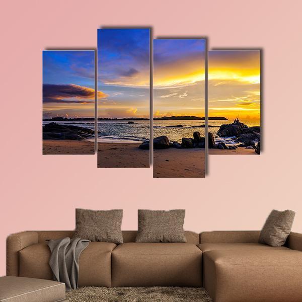 Sunset On Khao Lak Beach In Thailand Canvas Wall Art-4 Pop-Gallery Wrap-50" x 32"-Tiaracle