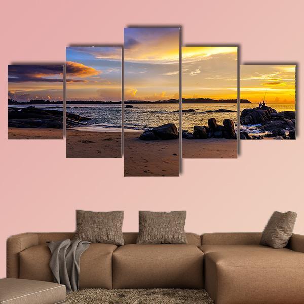 Sunset On Khao Lak Beach In Thailand Canvas Wall Art-1 Piece-Gallery Wrap-48" x 32"-Tiaracle