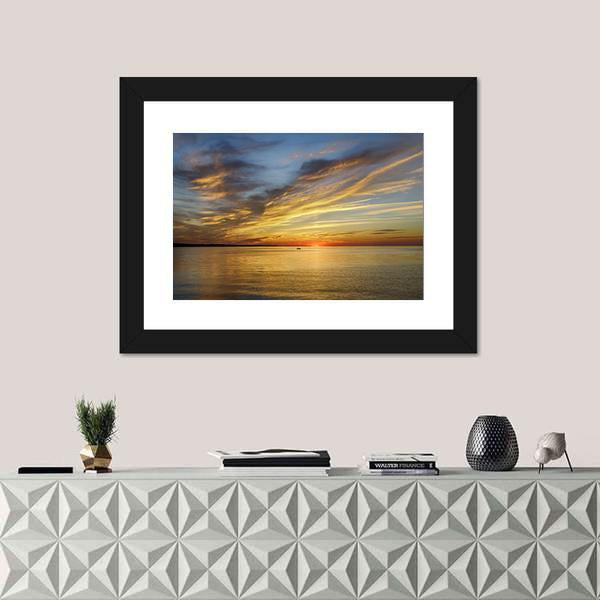Sunset On Lake Ontario Rochester Canvas Wall Art-1 Piece-Framed Print-20" x 16"-Tiaracle