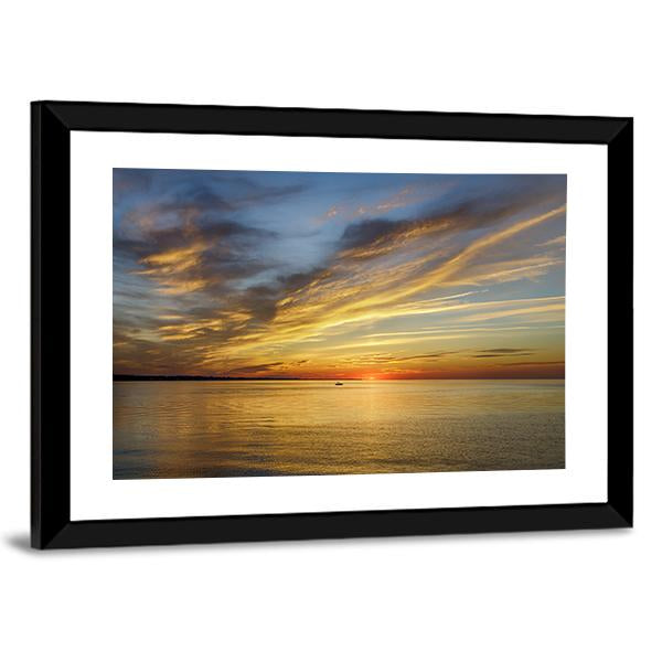Sunset On Lake Ontario Rochester Canvas Wall Art-3 Horizontal-Gallery Wrap-25" x 16"-Tiaracle