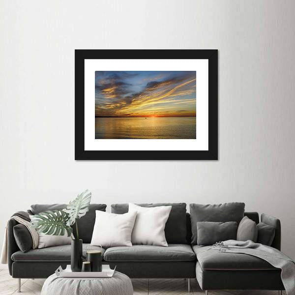 Sunset On Lake Ontario Rochester Canvas Wall Art-3 Horizontal-Gallery Wrap-25" x 16"-Tiaracle