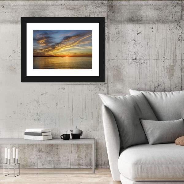 Sunset On Lake Ontario Rochester Canvas Wall Art-3 Horizontal-Gallery Wrap-25" x 16"-Tiaracle