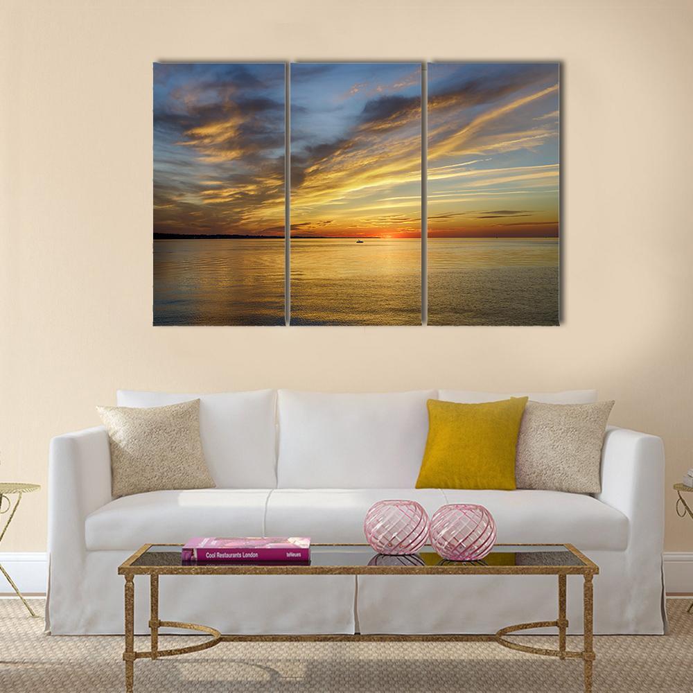 Sunset On Lake Ontario Rochester Canvas Wall Art-3 Horizontal-Gallery Wrap-37" x 24"-Tiaracle