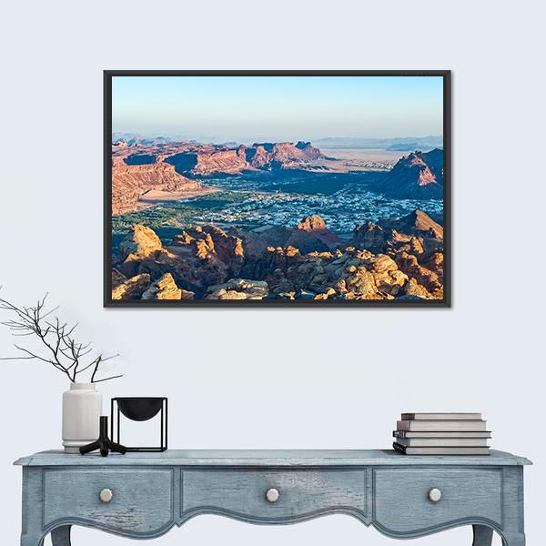 Sunset On Madain Saleh Valley Canvas Wall Art-1 Piece-Floating Frame-24" x 16"-Tiaracle