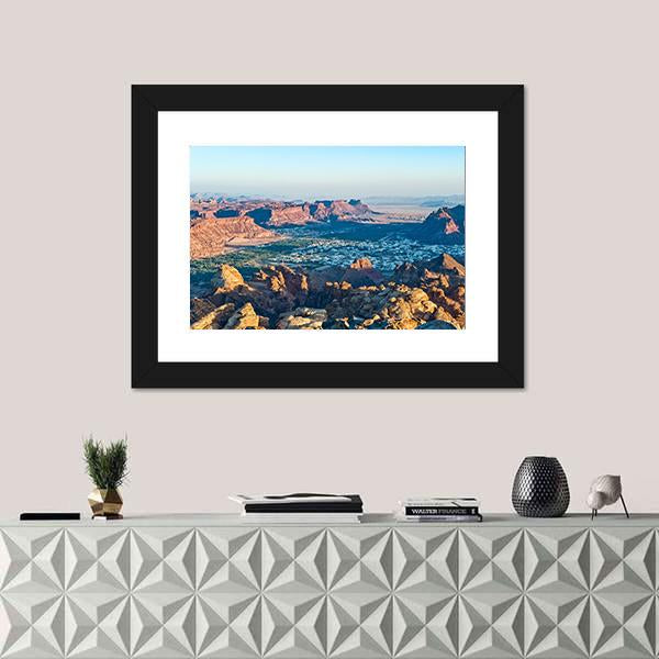 Sunset On Madain Saleh Valley Canvas Wall Art-1 Piece-Framed Print-20" x 16"-Tiaracle