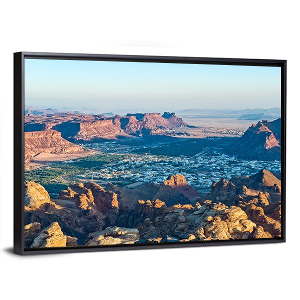 Sunset On Madain Saleh Valley Canvas Wall Art-3 Horizontal-Gallery Wrap-25" x 16"-Tiaracle