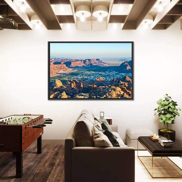 Sunset On Madain Saleh Valley Canvas Wall Art-3 Horizontal-Gallery Wrap-25" x 16"-Tiaracle